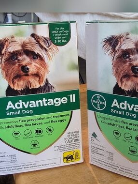 Advantage II Small Dog Flea Drops 12 Monthly Doses - 2 Box Bundle